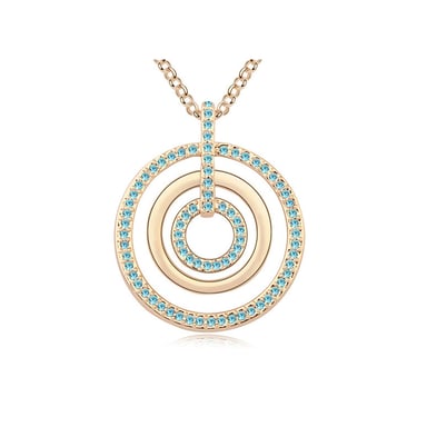 Swarovski - Collier Sautoir Cercles orné de cristaux de Swarovski Bleu et Plaqué Or Jaune