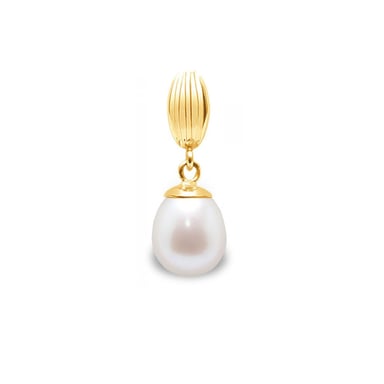 Pendentif Perle de Culture d'eau douce Blanche et Or Jaune 375/1000