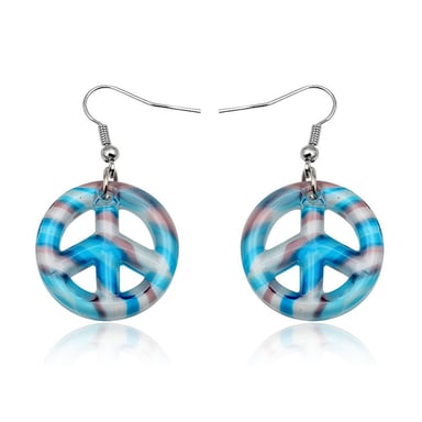 Boucles d'oreilles Peace Bleu en Verre de Murano