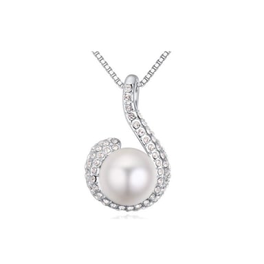 Swarovski - Pendentif Perle Blanche orné de Cristal blanc de Swarovski