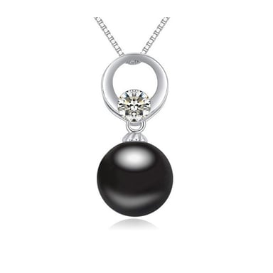 Pendentif Perle Noire et Cubic Zirconia