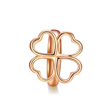 Charms Beads Trèfle en Acier Inoxydable Or Rose