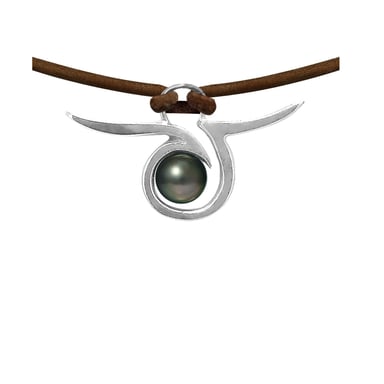 Collier Homme Tribal en Cuir, Perle de Tahiti et Argent Massif 925