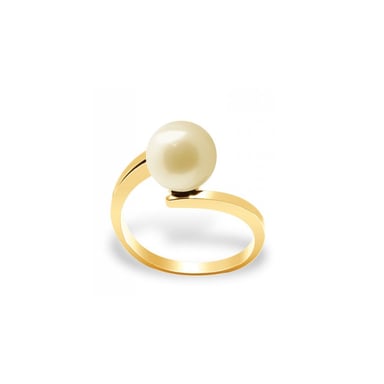 Bague Perle de Culture d'eau douce Dorée et Or jaune 375/1000