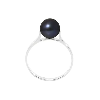Bague Perle de Culture d'eau douce 7-8 mm Noire et Argent 925/1000