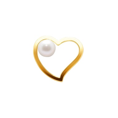 Pendentif Coeur et Perle de Culture d'eau douce Blanche et Or Jaune 750/1000