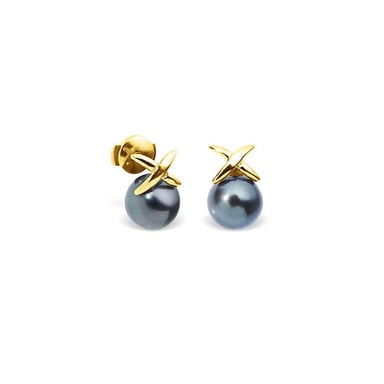 Boucles d'Oreilles Perles de Tahiti et or jaune 750/1000