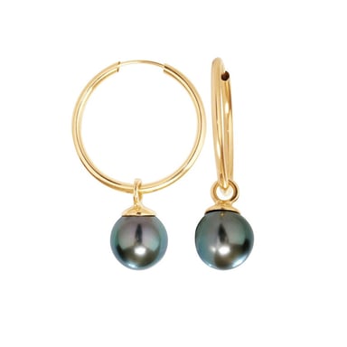 Boucles d'Oreilles Créoles Perles de Tahiti et Or jaune 750/1000