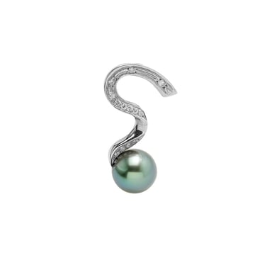 Pendentif Perle de Tahiti, Diamants et Argent 925/1000