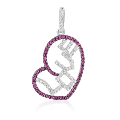 Swarovski - Pendentif Coeur LOVE en Argent 925 orné de Cristal Swarovski Zirconia Blanc et Rose
