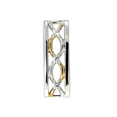 Swarovski - Pendentif Rectangle Doré et Argent 925 orné de Cristaux Swarovski Blanc