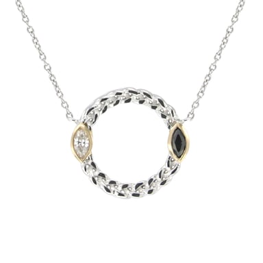 Swarovski - Collier Cercle en Argent 925 orné de Cristaux Swarovski Blanc et Noir