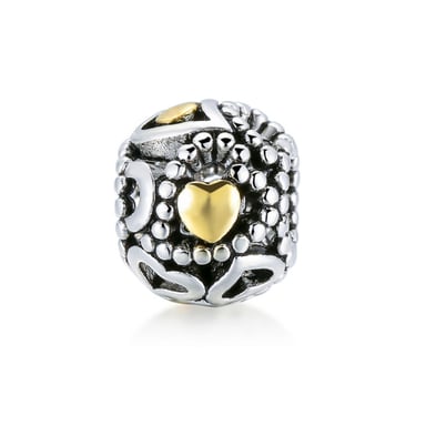 Charms Bead et Petit Coeur Doré