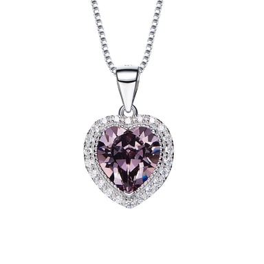 Swarovski - Purple and White Swarovski Crystal Elements Heart Pendant