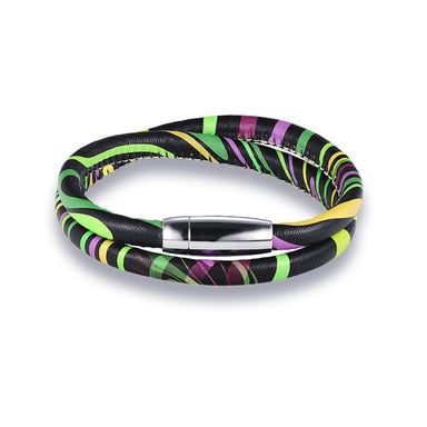 Retro 2 Rows Leather Man Bracelet