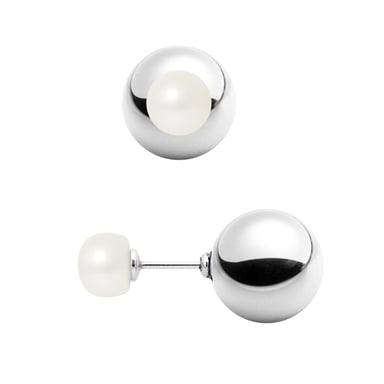 Boucles d'oreilles Perles de culture Blanche et Argent 925