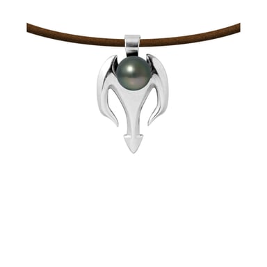 Collier Homme Tribal en Cuir, Perle de Tahiti et Argent Massif 925