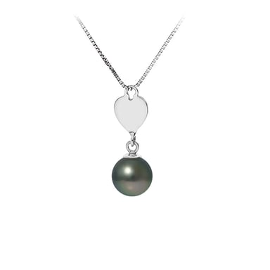 Collier Pendentif Coeur Perle de Tahiti et Chaine en Argent Massif 925