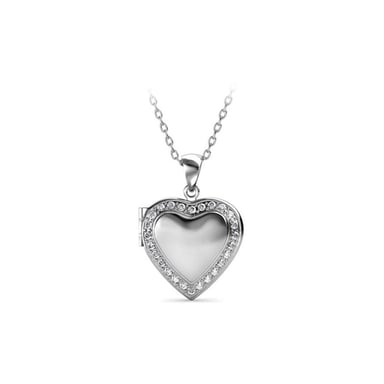 Swarovski - White Crystal From Swarovski Heart Women's Medaillon Pendant Rhodium Plated