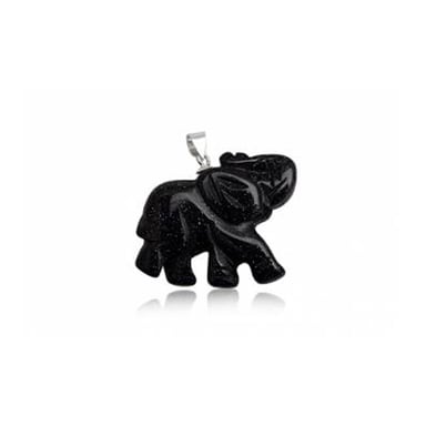Pendentif Eléphant Femme en Gemstone Grès Noir et Argent 925