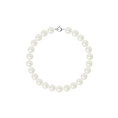 Bracelet Femme Perles de culture d'eau douce Blanches AA et Fermoir Or Blanc 750/1000
