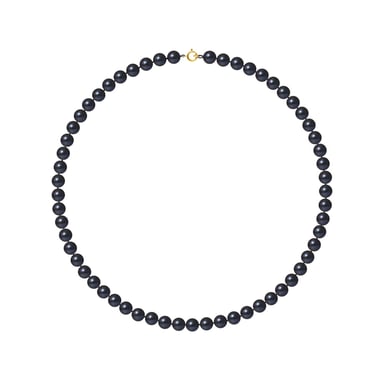 Collier ras du cou Femme Perles de culture d'eau douce Noires AA et Fermoir Or jaune 750/1000