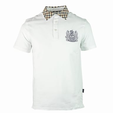 Aquascutum Signature Check Kragen Weißes Poloshirt