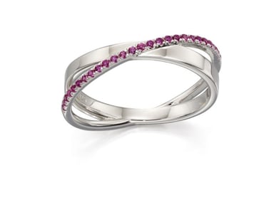Fiorelli Silver Womens 925 Sterling Silver Pave Pink Cubic Zirconia Band Ring