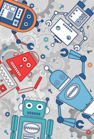 Roboter Wandbild Blau