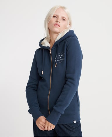 SUPERDRY Sweat à capuche zippé et motif appliqué