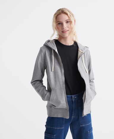 SUPERDRY Sweat à capuche zippé en coton biologique bouclé sur l'envers St