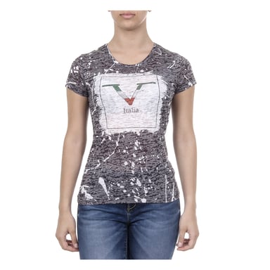 V 1969 Italia Damen T-Shirt Kurzarm Rundhals Schwarz AVA