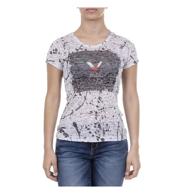 V 1969 Italia Damen T-Shirt Kurzarm Rundhalsausschnitt Grau AVA