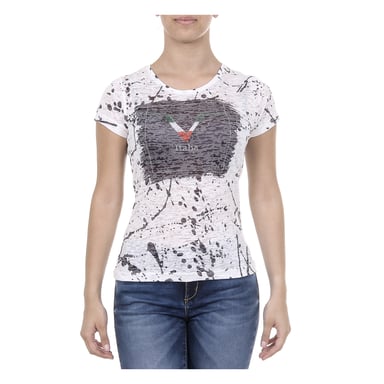 V 1969 Italia Damen T-Shirt kurze Ärmel runder Hals weiß AVA