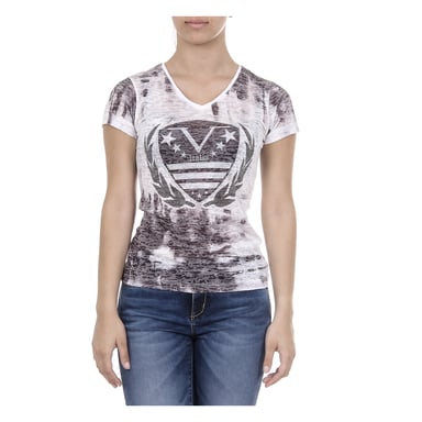 V 1969 Italia Damen T-Shirt mit kurzen Ärmeln V-Ausschnitt Schwarz EMILY