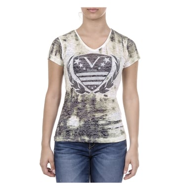V 1969 Italia Damen T-Shirt kurze Ärmel V-Ausschnitt Gelb EMILY