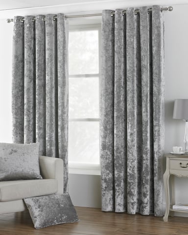 Verona Samt-Look Grommet Gardinen in Silber