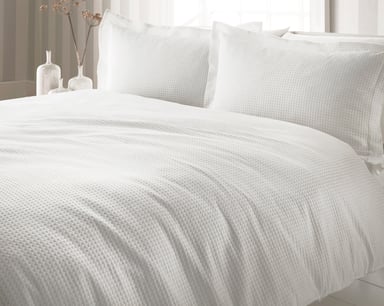 Waffle Duvet Set White