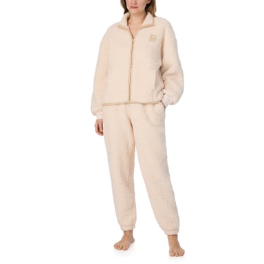 DKNY Sherpa-Zip-Oberteil- und Jogginghosen-Set Creme