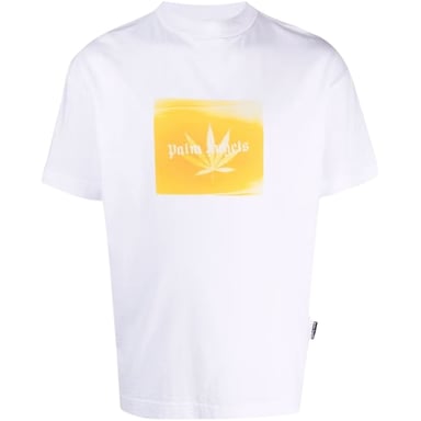 Klassisches weißes T-Shirt mit Blatt-Logo von Palm Angels