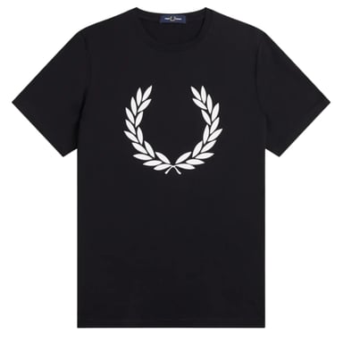Schwarzes Kinder-T-Shirt mit Fred Perry Laurel Wreath Print