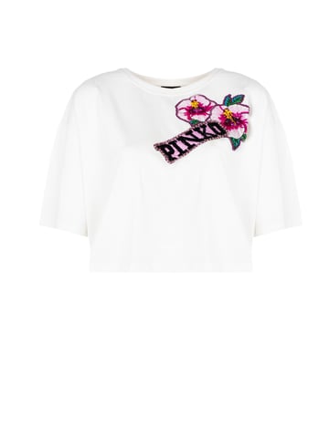 Pinko T-Shirt Titolato Damen weiß