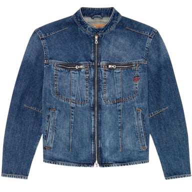 Blaue Jeansjacke mit Diesel-Rückenlogo