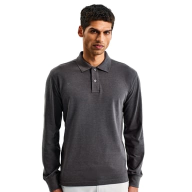 Asquith & Fox Herren Polo-Shirt, langärmlig (Holzkohle)