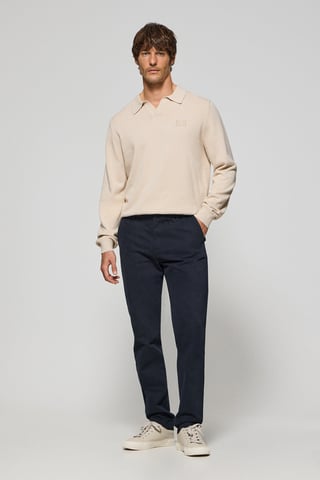 Chinohose Vanya marineblau mit Polo Club Stickerei