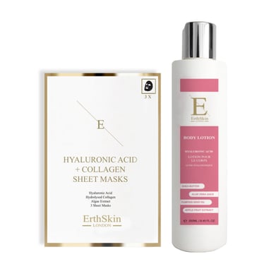Hyaluronsäure + Kollagen Körperlotion 250ml + Hyaluronsäure & Kollagen Maske - 3 Blatt