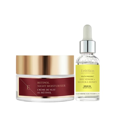 Retinol Nachtfeuchtigkeitscreme 50ml + Bienengift + Manuka Honig Serum Öl 30ml