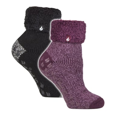 2er-Pack Damen Weiche Lounge-Socken mit Grippaufsatz