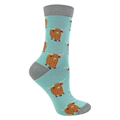 Damen Hochlandrinder Socken | Frauen Neuheit Bambus Geschenk Socken für Rinderliebhaber