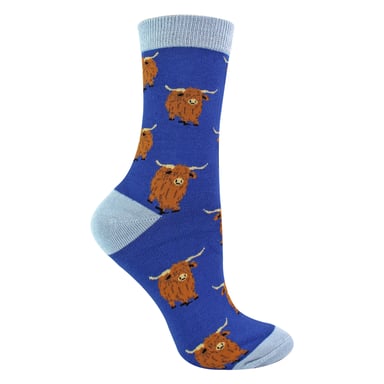 Damen Highland-Rinder Socken | Lustige Damenbambus-Socken Geschenkideen für Rinderliebhaber